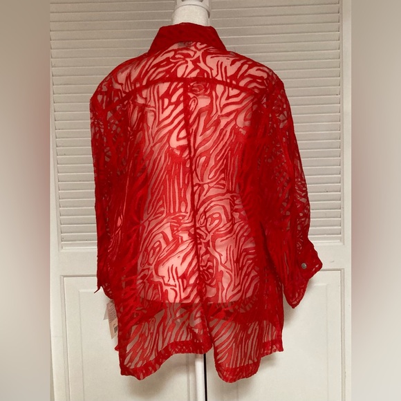 NWT Choices Plus Size 1X Sheer Blouse - Picture 5 of 15
